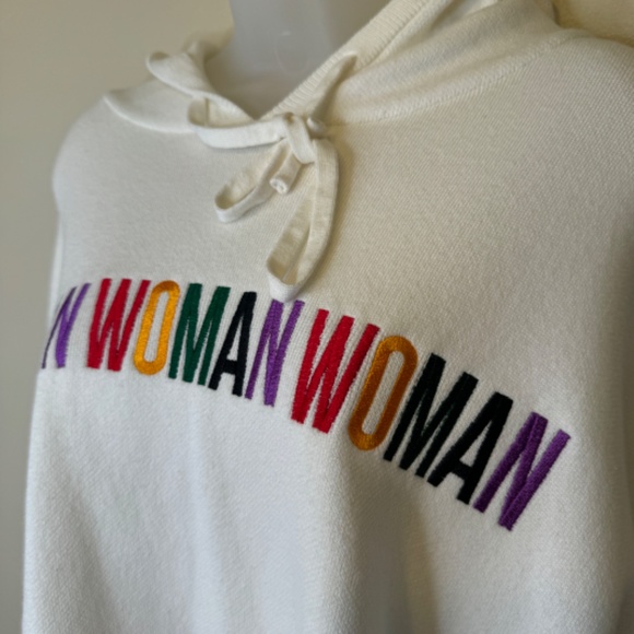 F21 Plus Size Woman Embroidery Empowerment Feminist IWD Knit Sweater Crop Hoodie - Picture 7 of 14